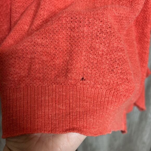 Free People Cardigan Orange Mid Length V Neckline Pockets Long Sleeve Size M - Picture 10 of 10
